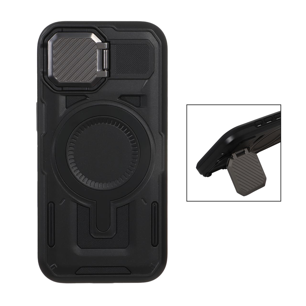 قاب Defender پشت سخت محافظ لنزدار فلزی مدل Apple iPhone 15 / iPhone 14 / iPhone 13 - مشکی - NTC