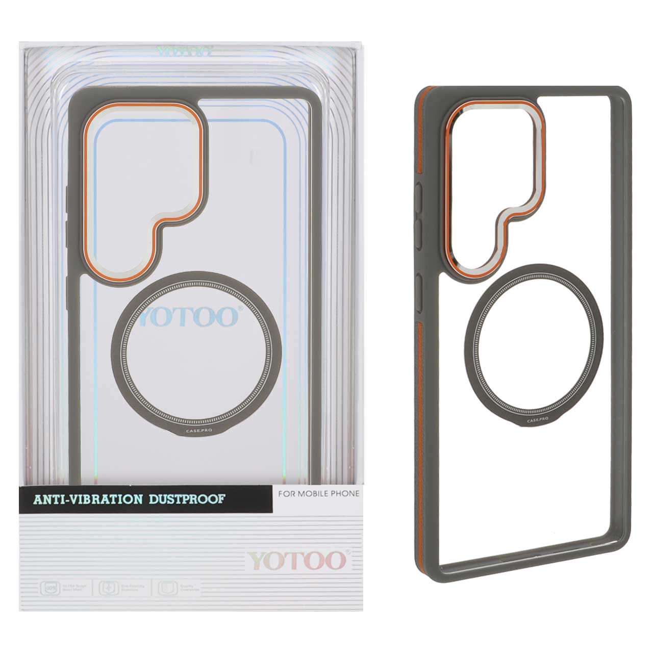 قاب اورجینال Yotoo شفاف MagSafe لنز فلزی Samsung Galaxy S25 Ultra - خاکستری (پک دار) - NTC