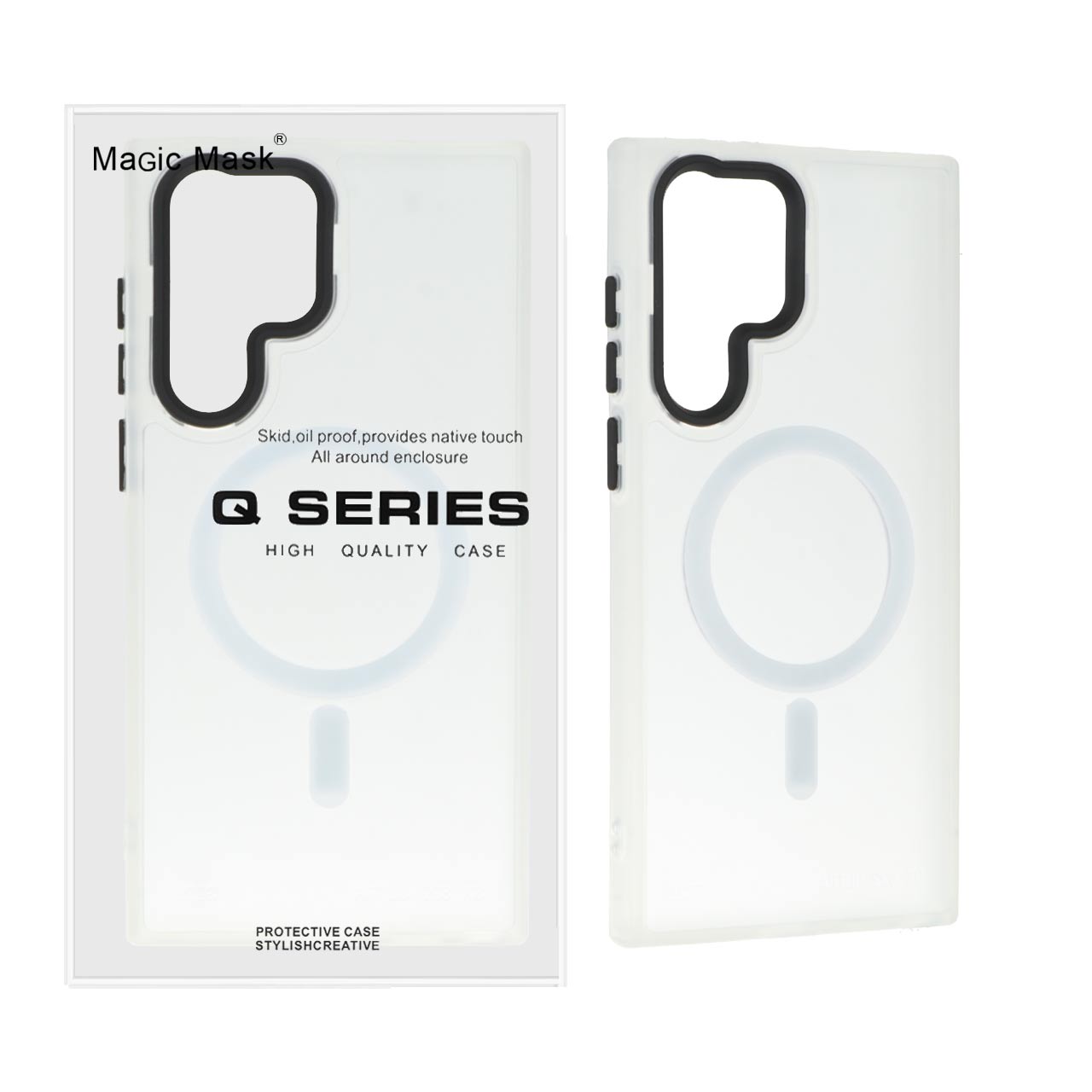 قاب اورجینال Magic Mask مات Magsafe بلک لنز  Samsung Galaxy S22 Ultra - سفید (پک دار)