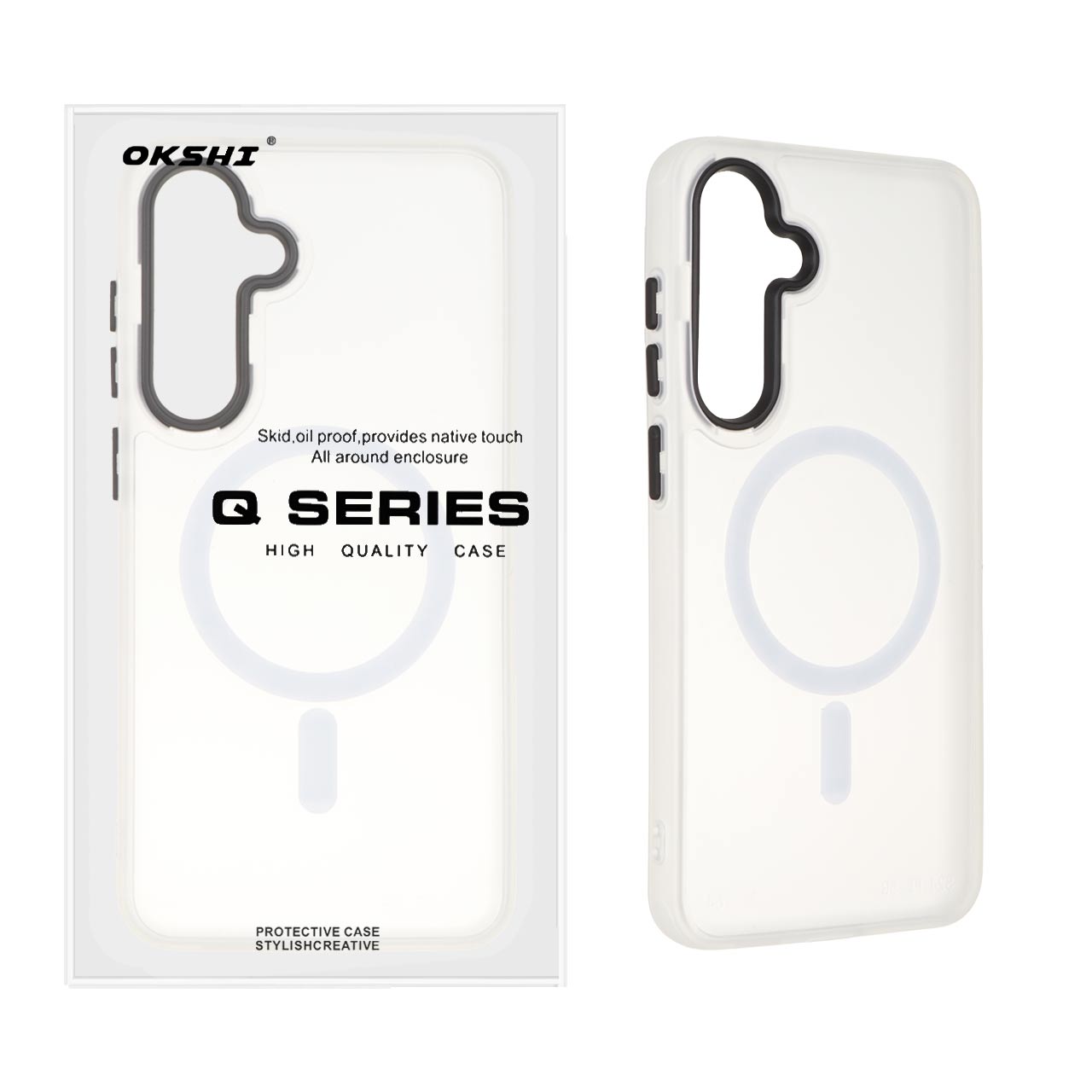 قاب اورجینال Magic Mask مات Magsafe بلک لنز Samsung Galaxy S24 FE - سفید (پک دار)