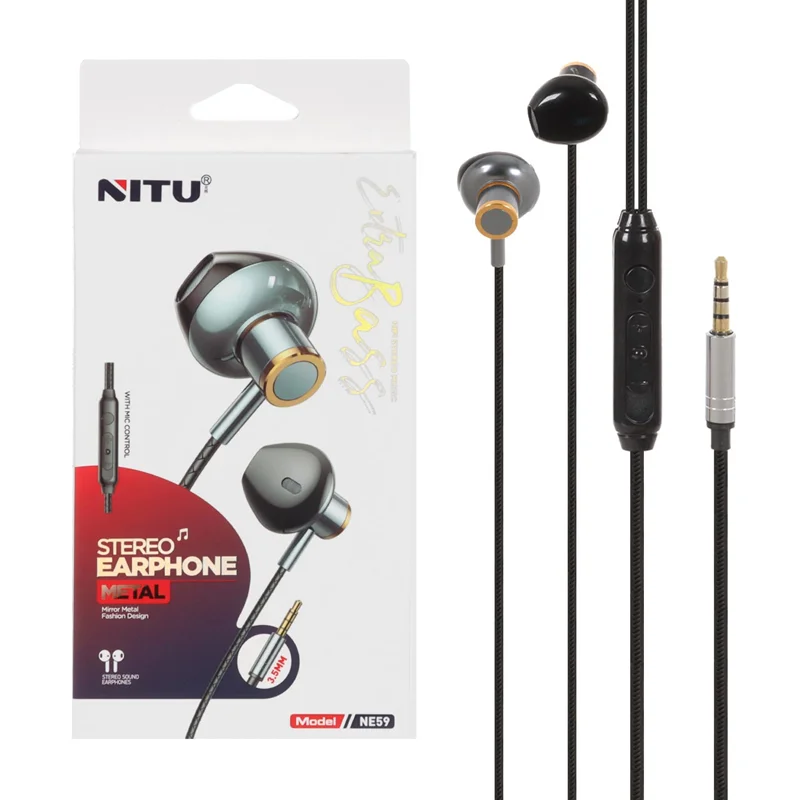 هندزفری با سیم Nitu مدل NE59 - خاکستری