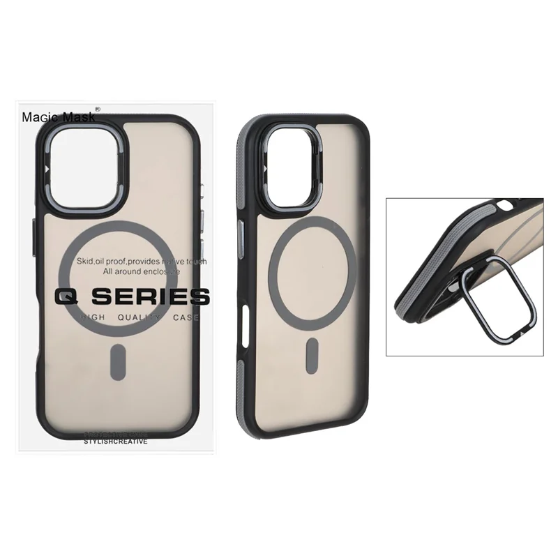 قاب Q Series مات MagSafe استندشو Apple iPhone 16 - خاکستری (پک دار)