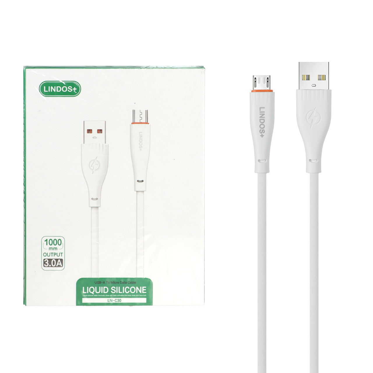 کابل شارژ فست اندروید +Lindos مدل LN-C30 - سفید