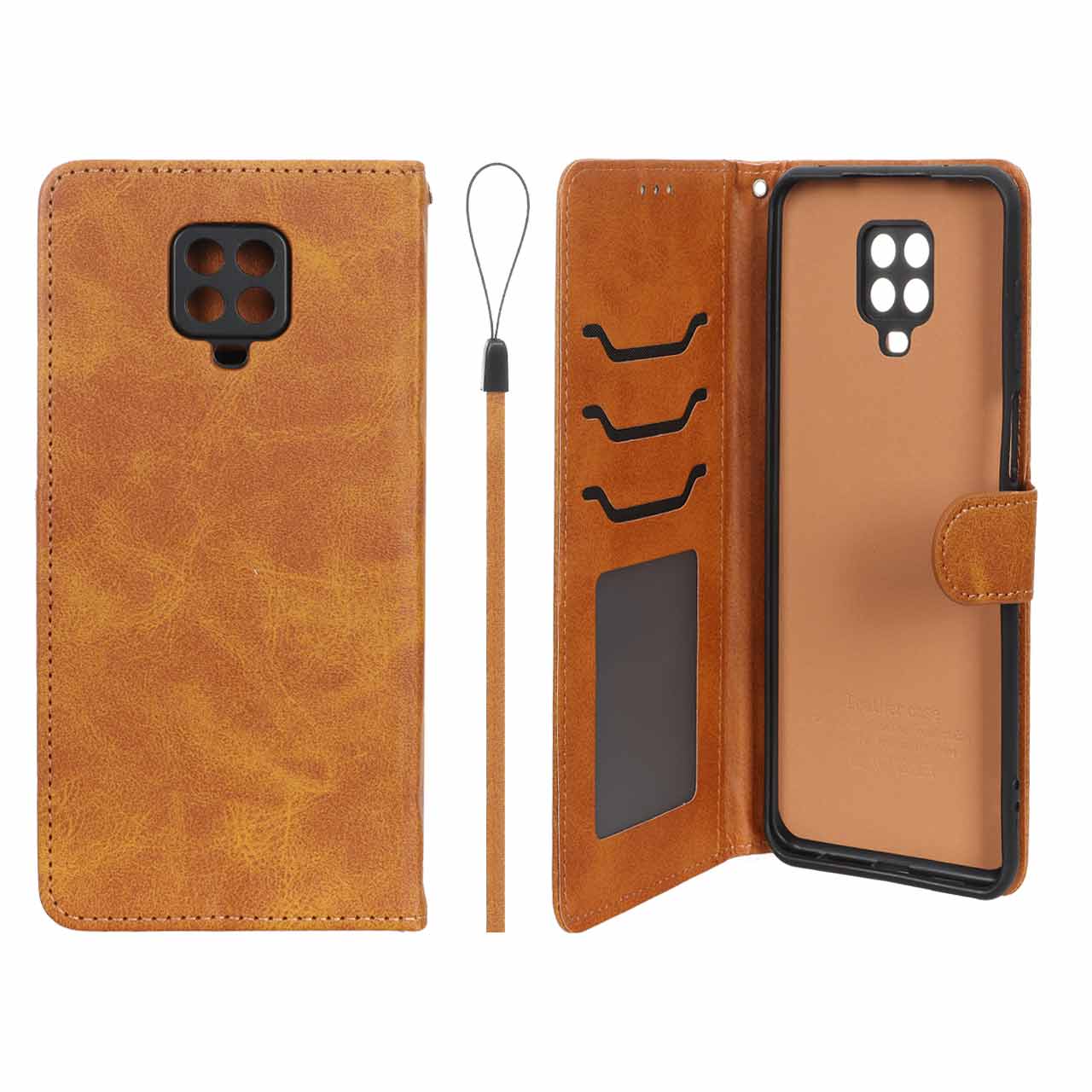 کیف موبایل مگنتی درجه یک داخل خز MNC Plus مدل Xiaomi Redmi Note 9S / Redmi Note 9 Pro / Redmi Note 9 Pro Max - عسلی