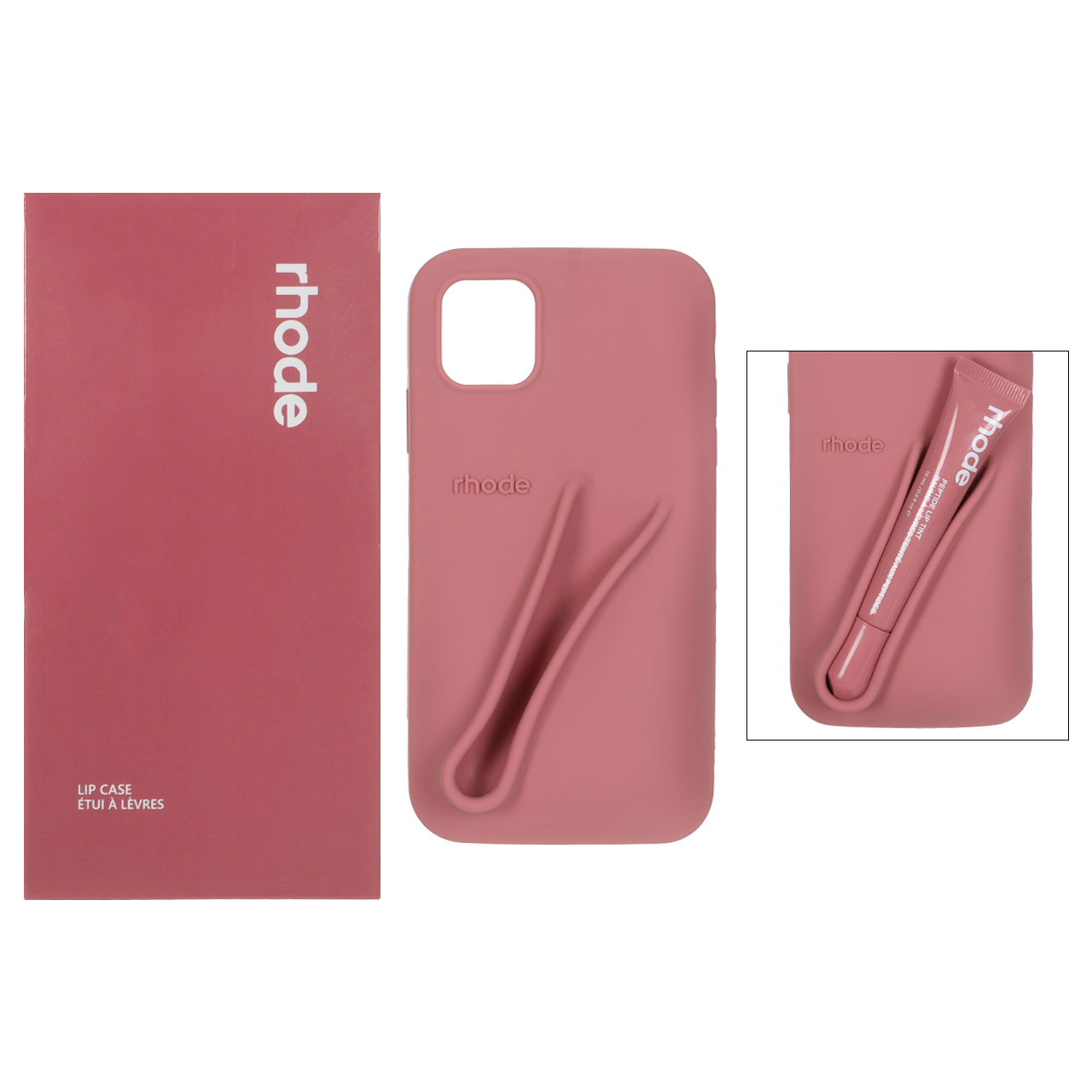 قاب سیلیکونی پاک کنی اورجینال rhode با ست لیپ گلاس Apple iPhone 11 - کالباسی (پک دار)