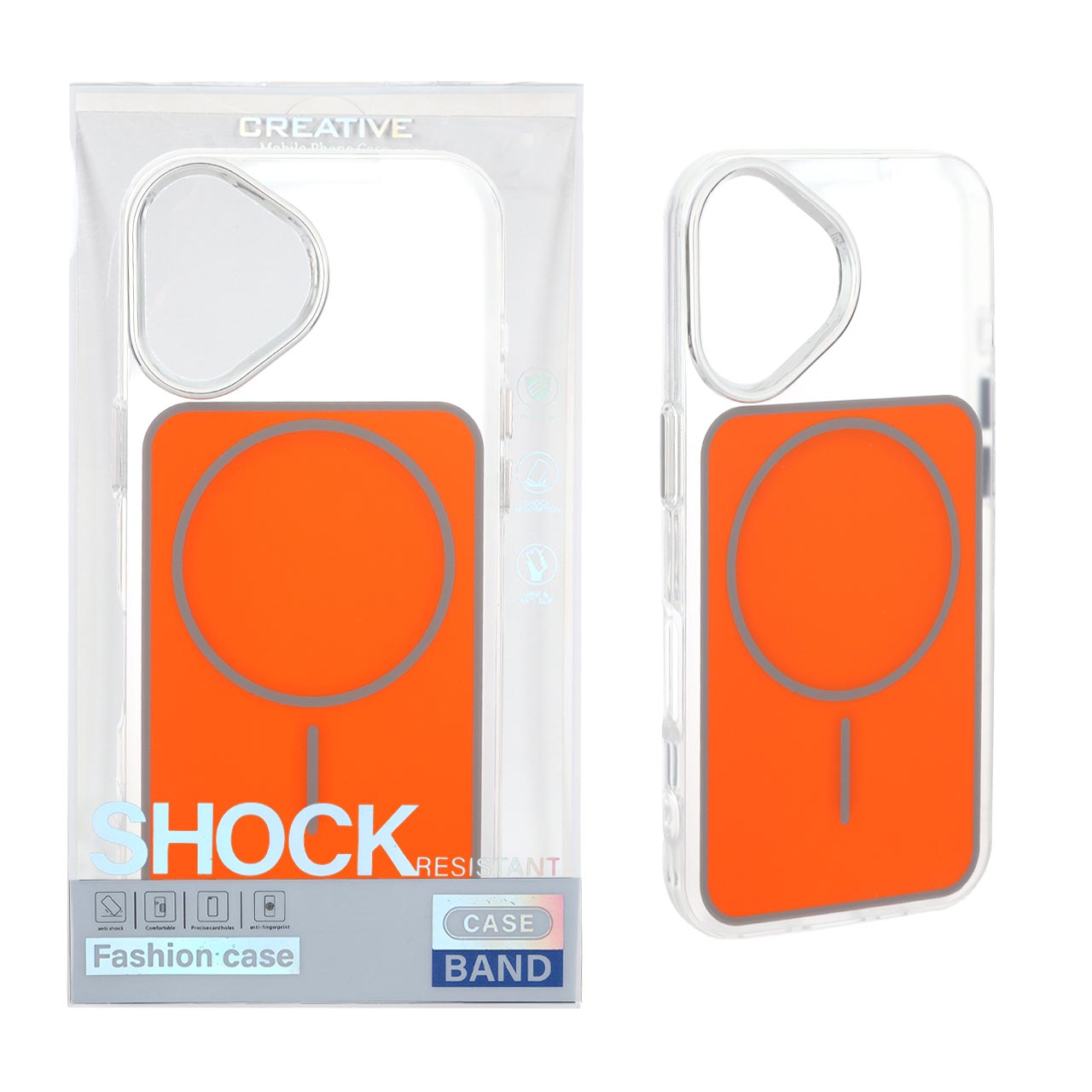 قاب اورجینال Unique Case مات رنگی MagSafe لنز کروم Apple iPhone 16 - نارنجی (پک دار)