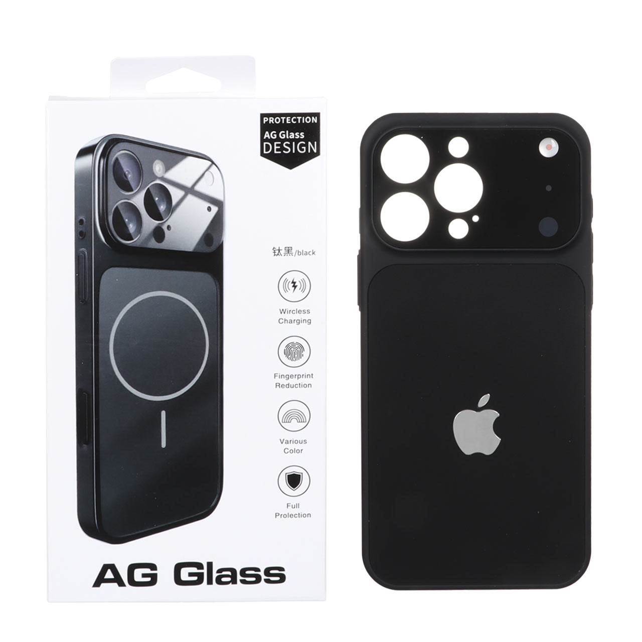 قاب اورجینال AG Glass محافظ لنز برجسته شیشه ای Apple iPhone 14 Pro Max - مشکی (پک دار)