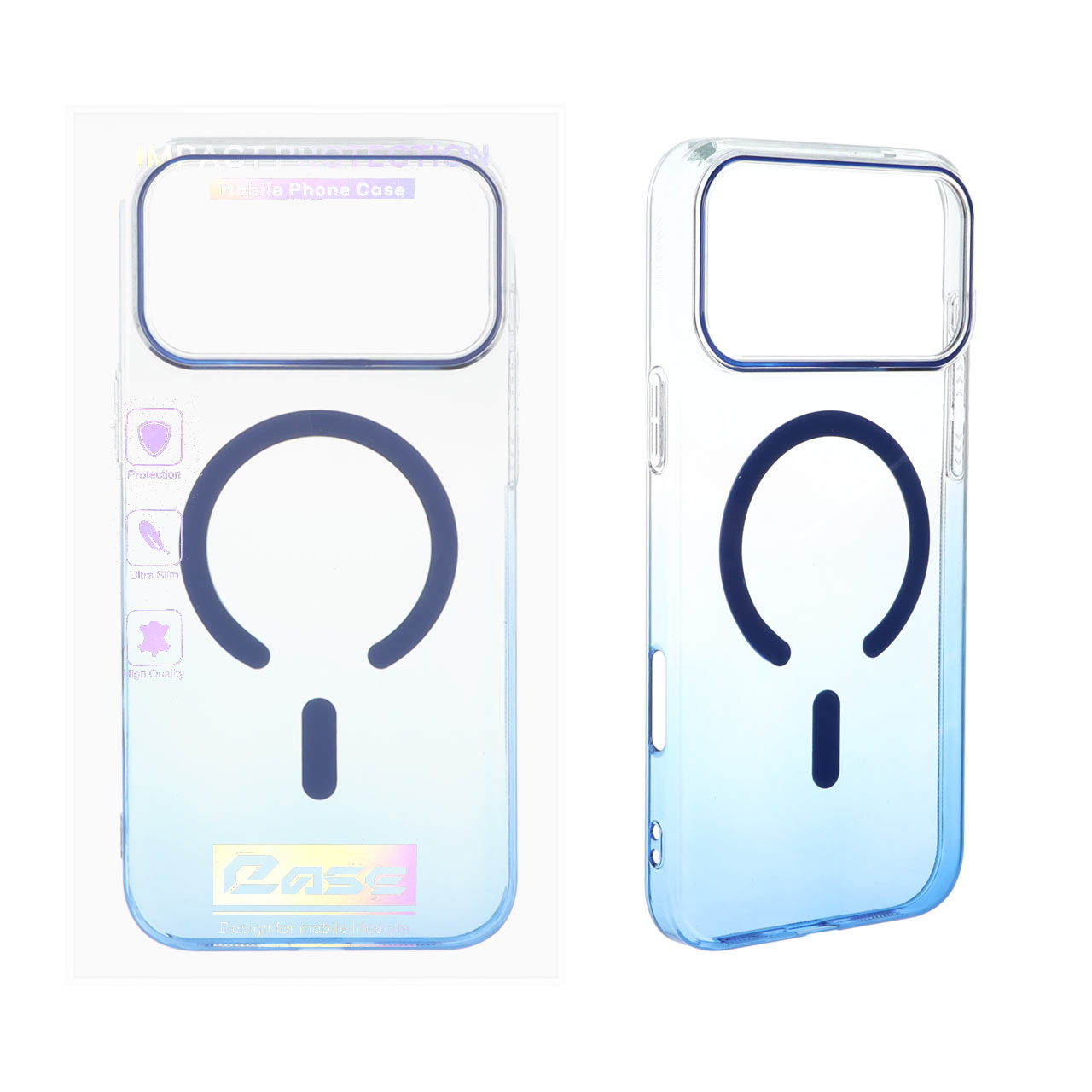 قاب اورجینال کریستالی دو رنگ Magsafe مدل Apple iPhone 17 Pro Max - آبی (پک دار)