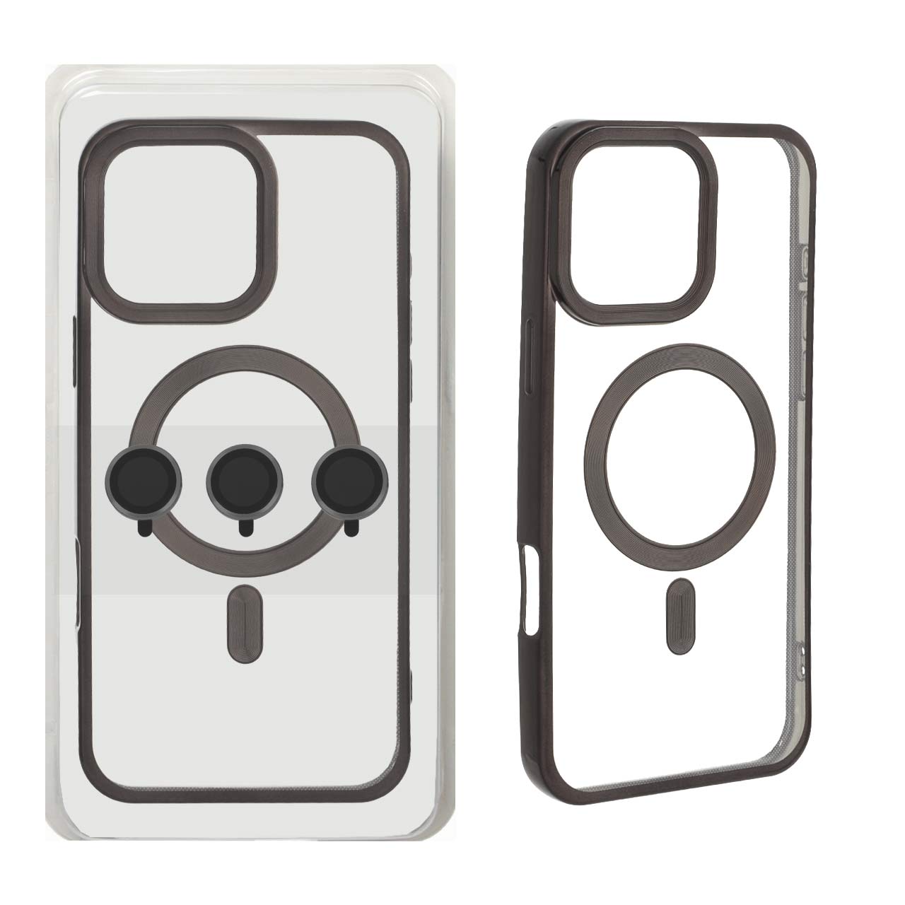 قاب اورجینال الکترواستاتیک MagSafe با ست محافظ لنز رینگی Apple iPhone 16 Pro Max - مشکی (پک دار)