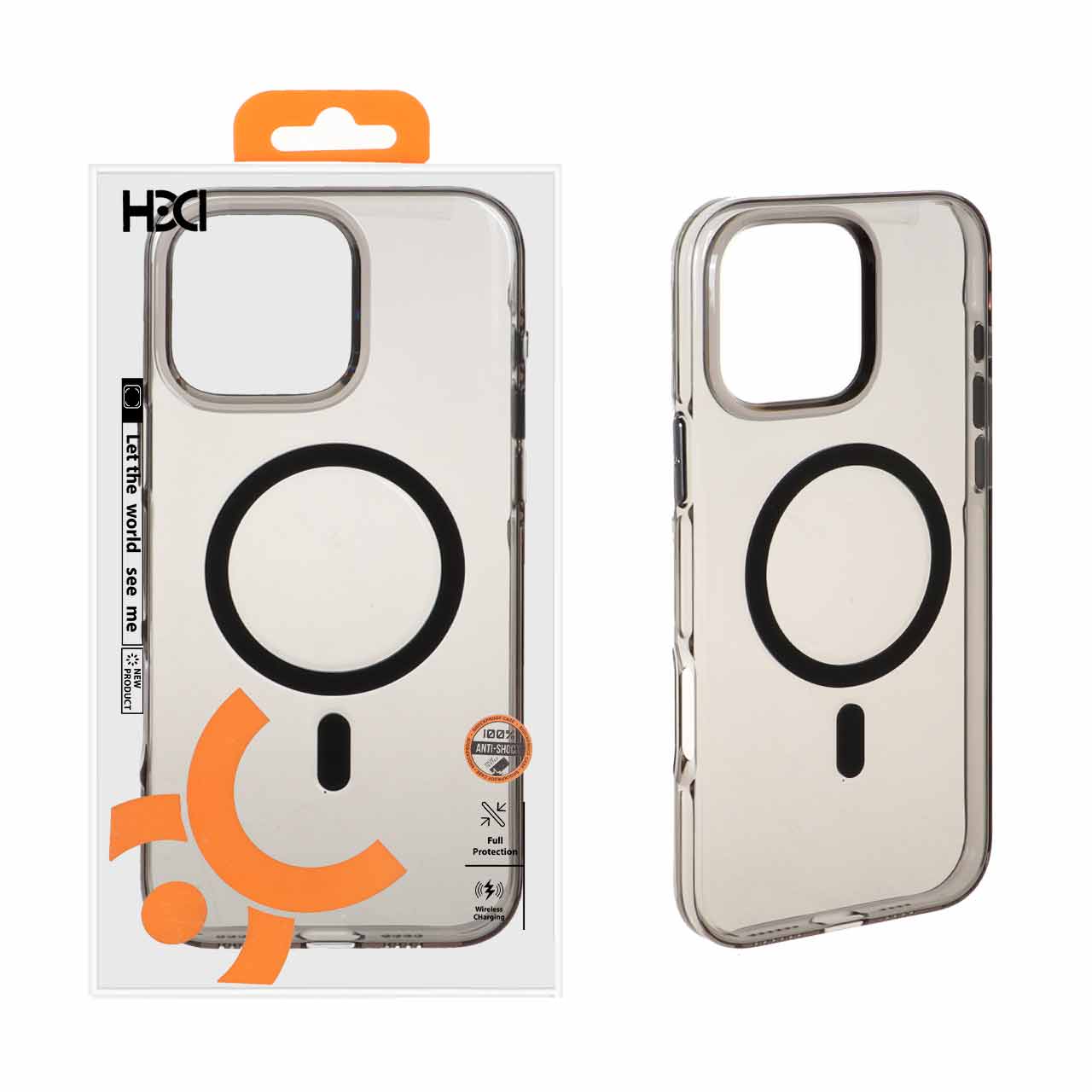 قاب اورجینال HDD شفاف کریستالی MagSafe مدل Apple iPhone 16 Pro Max - مشکی (پک دار)