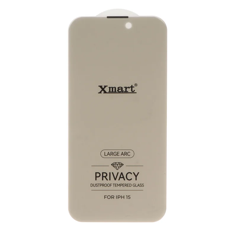محافظ صفحه نمایش شیشه ای بدون حاشیه توری دار Xmart Privacy 3D Large Arc مدل Apple iPhone 16 / iPhone 15 / iPhone 14 Pro