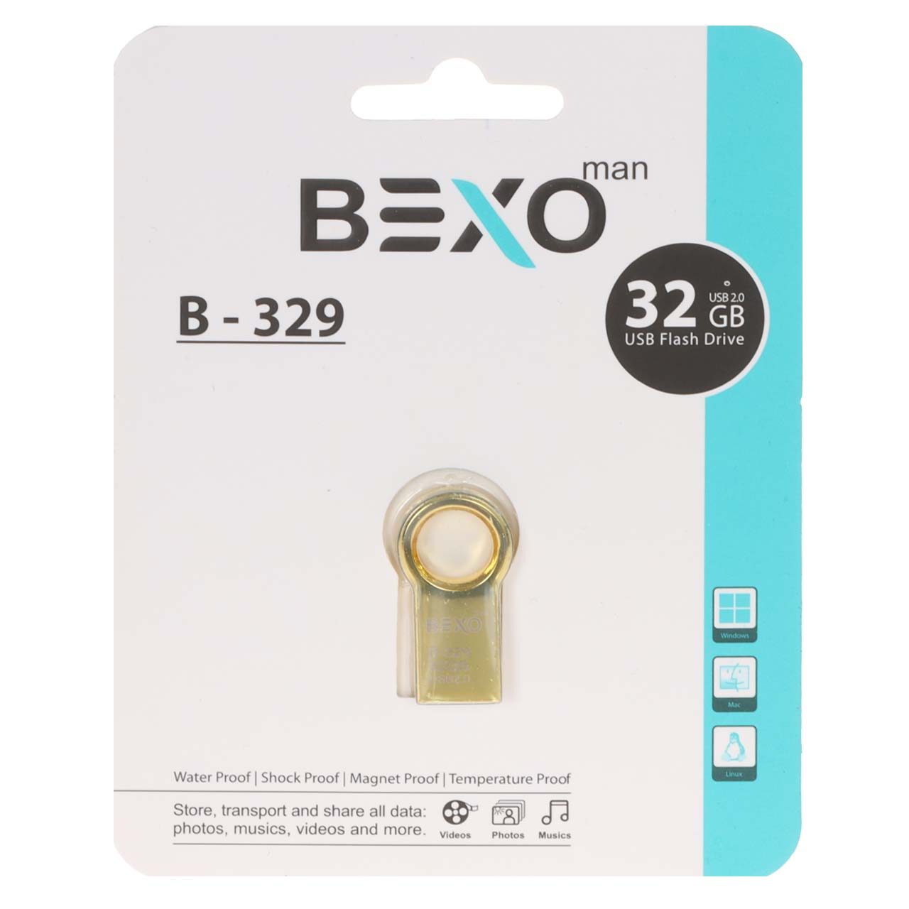 BEXO B-329 USB2.0 Flash Memory - 32GB (گارانتی داده پردازی آواتک) طلایی