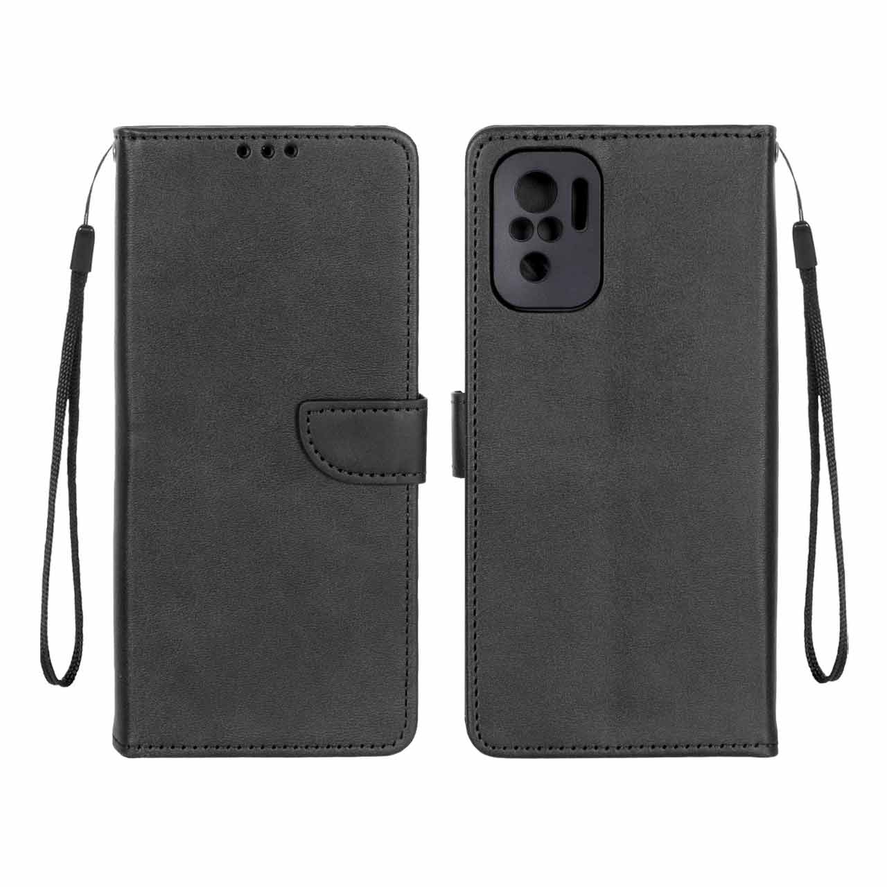 کیف چرمی موبایل مگنتی محافظ لنزدار Xiaomi Redmi Note 10 4G / Redmi Note 10S / Poco M5S - مشکی