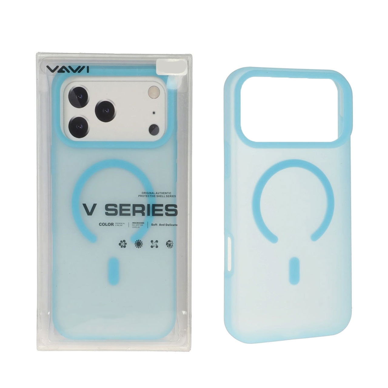 قاب اورجینال VAWI سیلیکونی پاستیلی MagSafe مدل Apple iPhone 17 Pro Max - آبی روشن (پک دار)