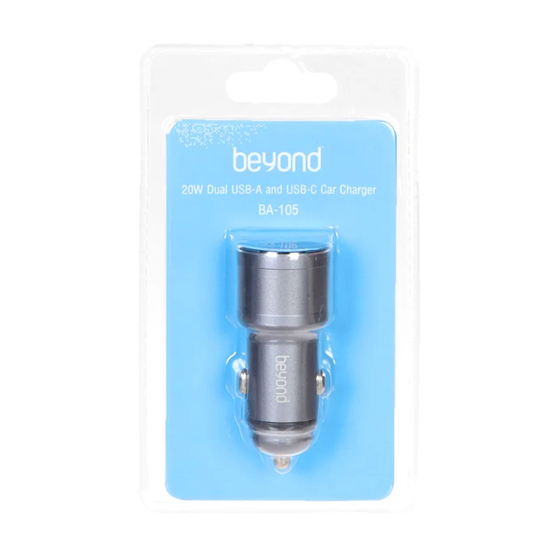 شارژر فندکی فست و PD دو پورت beyond مدل BA-105 20W - خاکستری