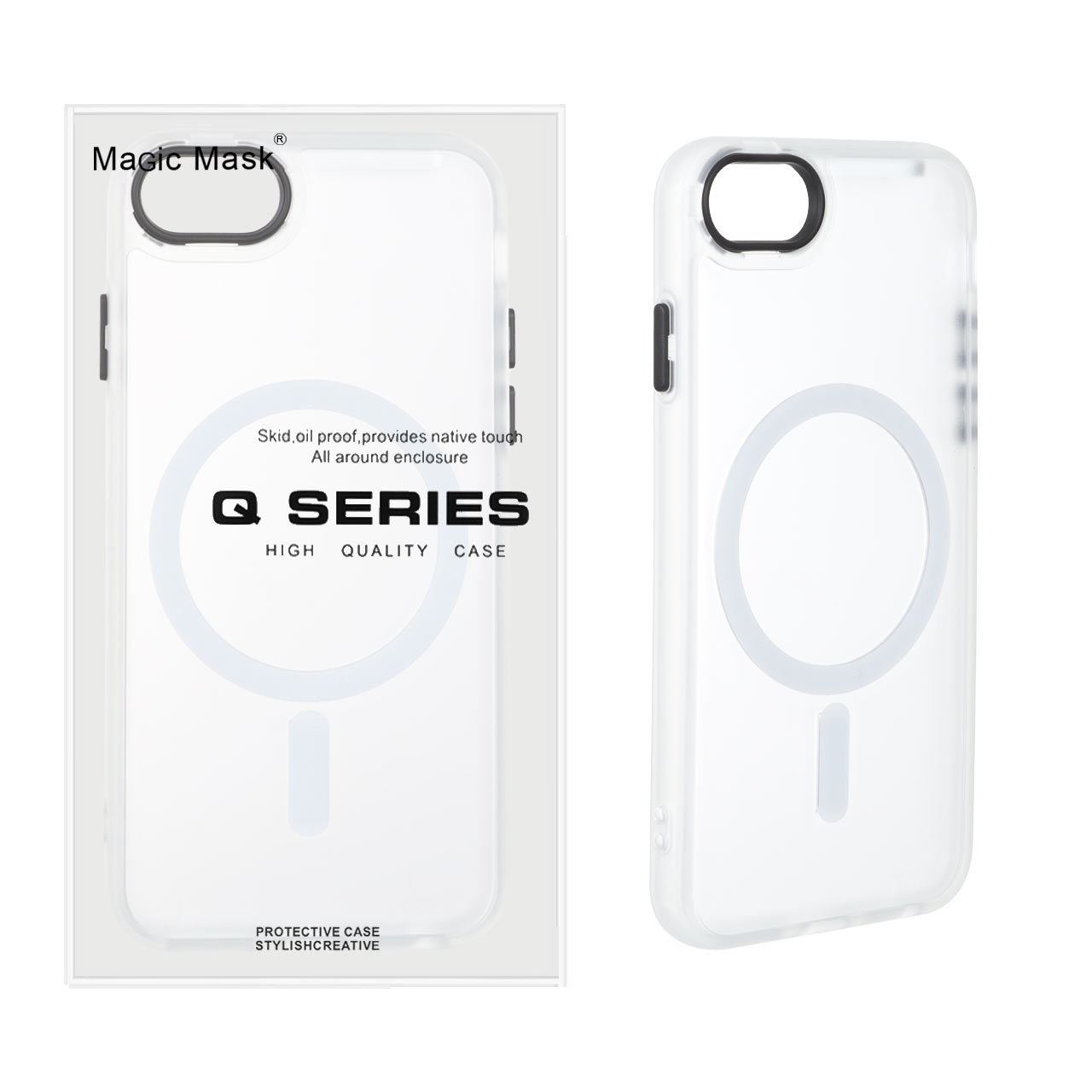 قاب اورجینال Magic Mask مات Magsafe بلک لنز Apple iPhone 7 / iPhone 8 / iPhone SE (2020) - سفید (پک دار)