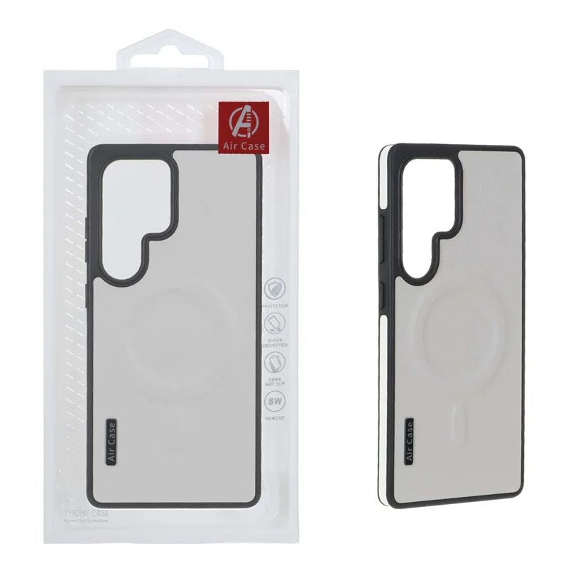 قاب چرمی اورجینال Air Case Magsafe مدل Samsung Galaxy S25 Ultra - طوسی (پک دار)