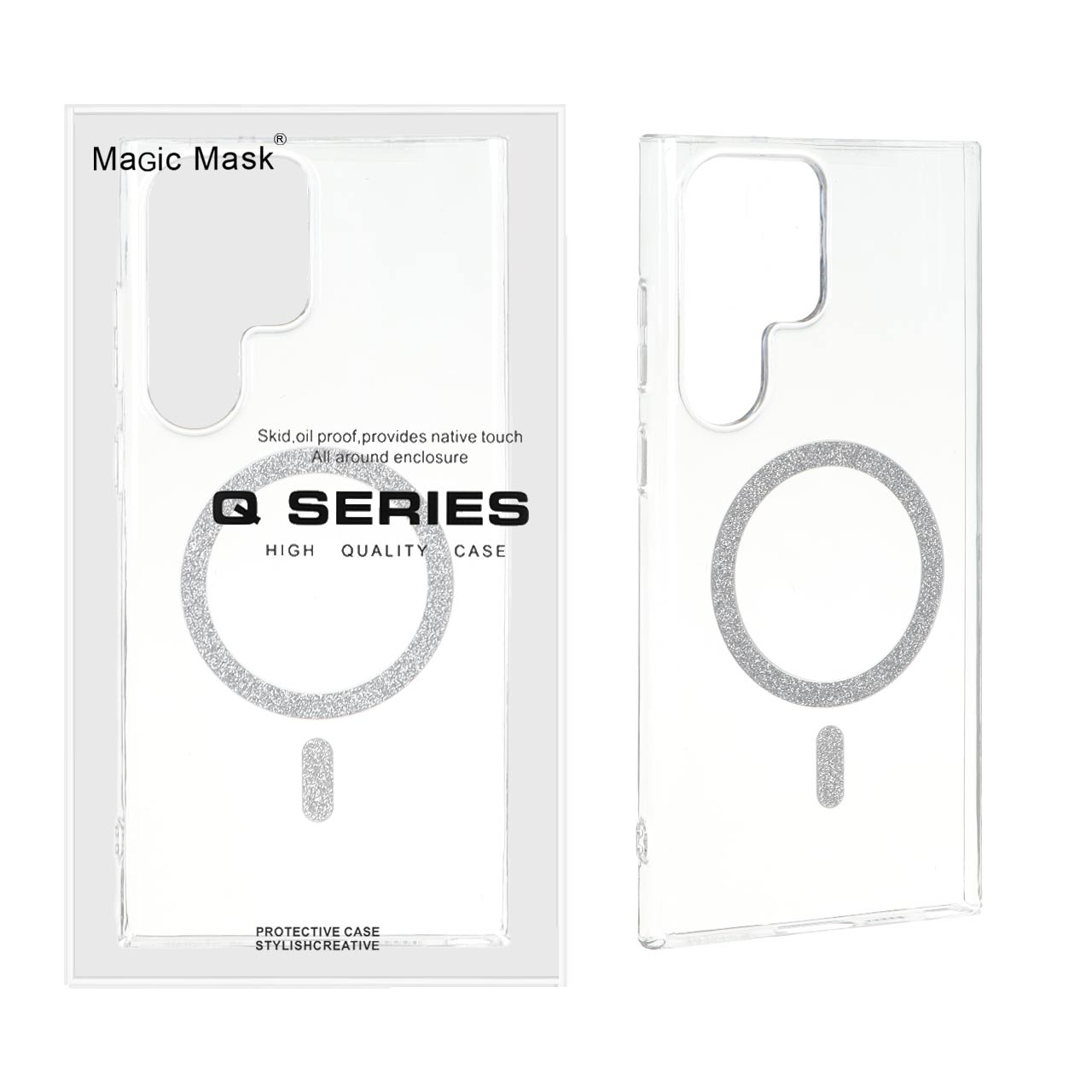 قاب اورجینال Magic Mask شفاف MagSafe اکلیلی Samsung Galaxy S23 Ultra (پک دار) - MPS