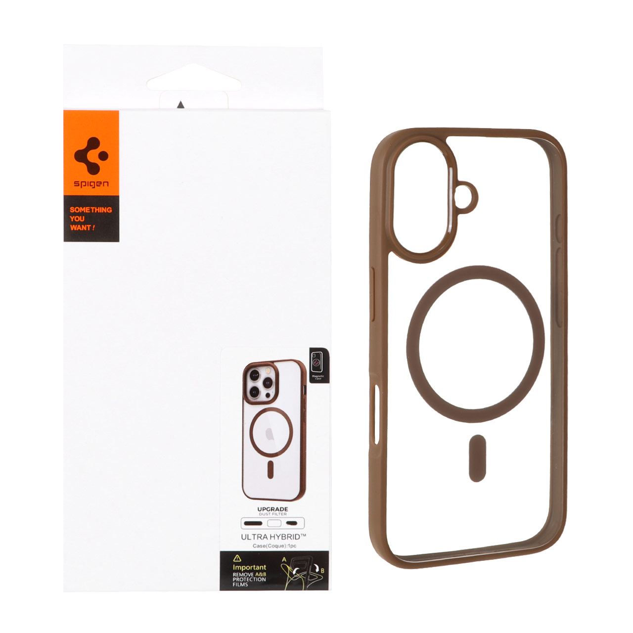 قاب اورجینال Magsafe Spigen با توری اسپیکر فلزی Apple iPhone 16 - صحرایی (پک دار)