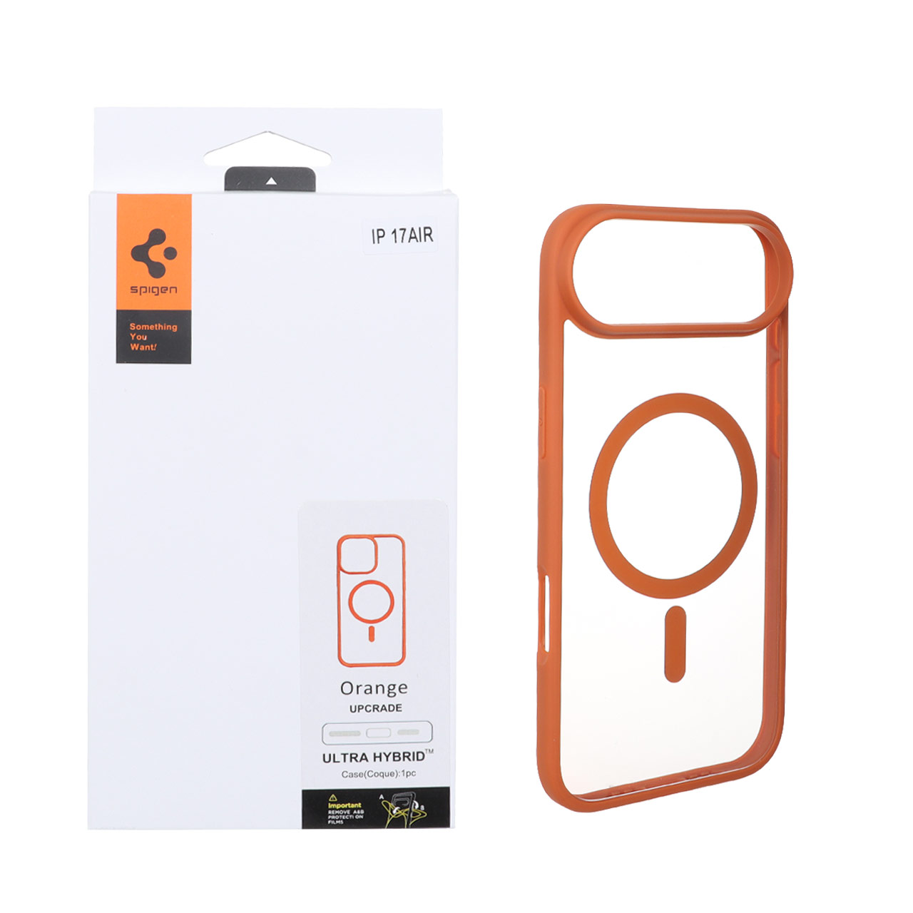 قاب اورجینال Magsafe Spigen با توری اسپیکر فلزی Apple iPhone 17 Air - نارنجی (پک دار)