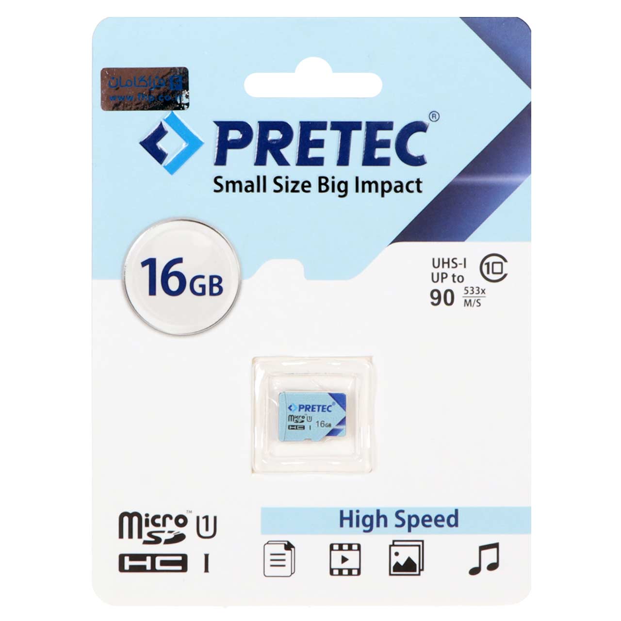 Pretec MicroSDHC U1 533X 90Mb/s - 16GB - (گارانتی فراگامان)