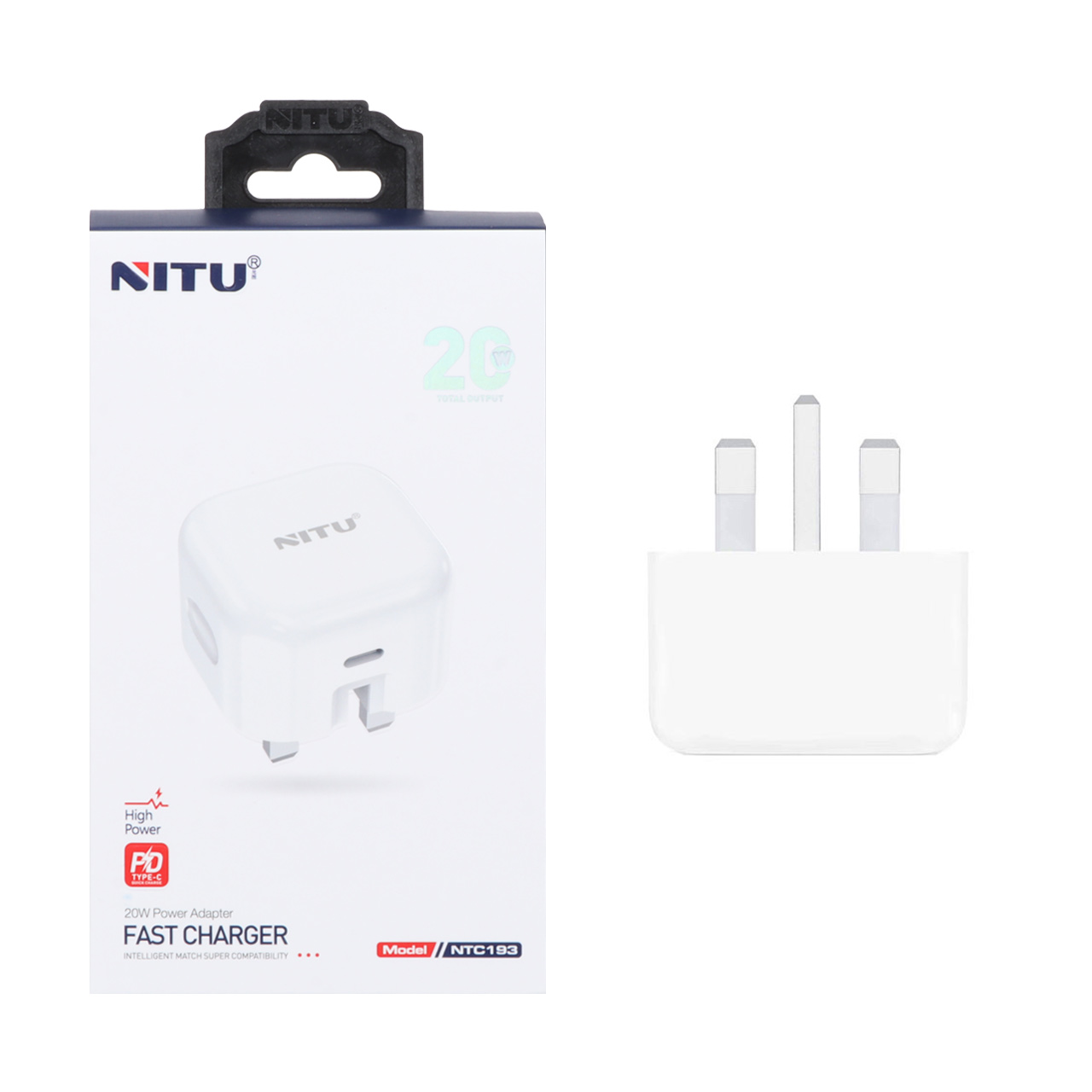شارژر دیواری Nitu 20W PD مدل NTC193 - سفید (گارانتی 18 ماه تعویض نیکان همراه)