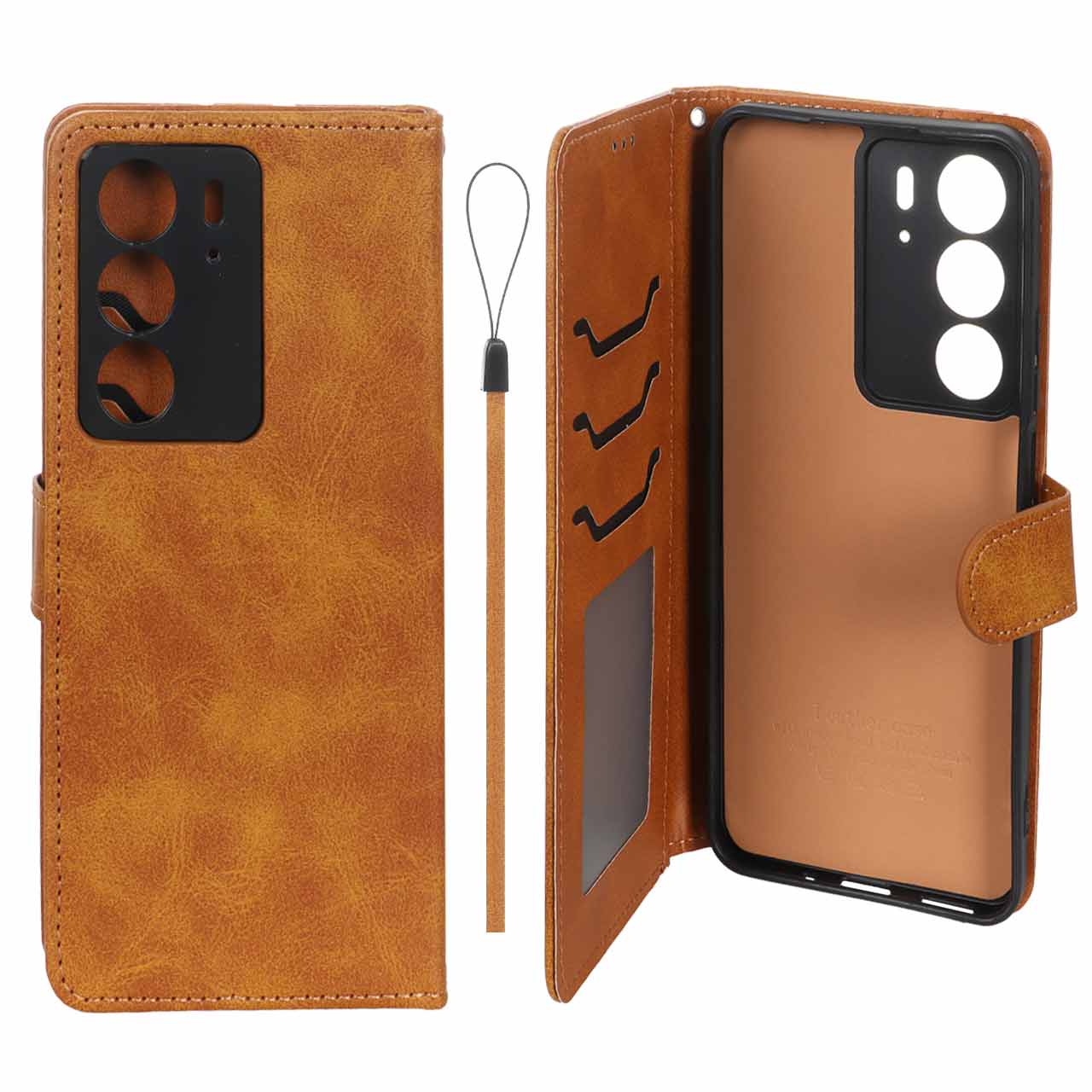 کیف موبایل مگنتی درجه یک داخل خز MNC Plus مدل Realme C75 - عسلی