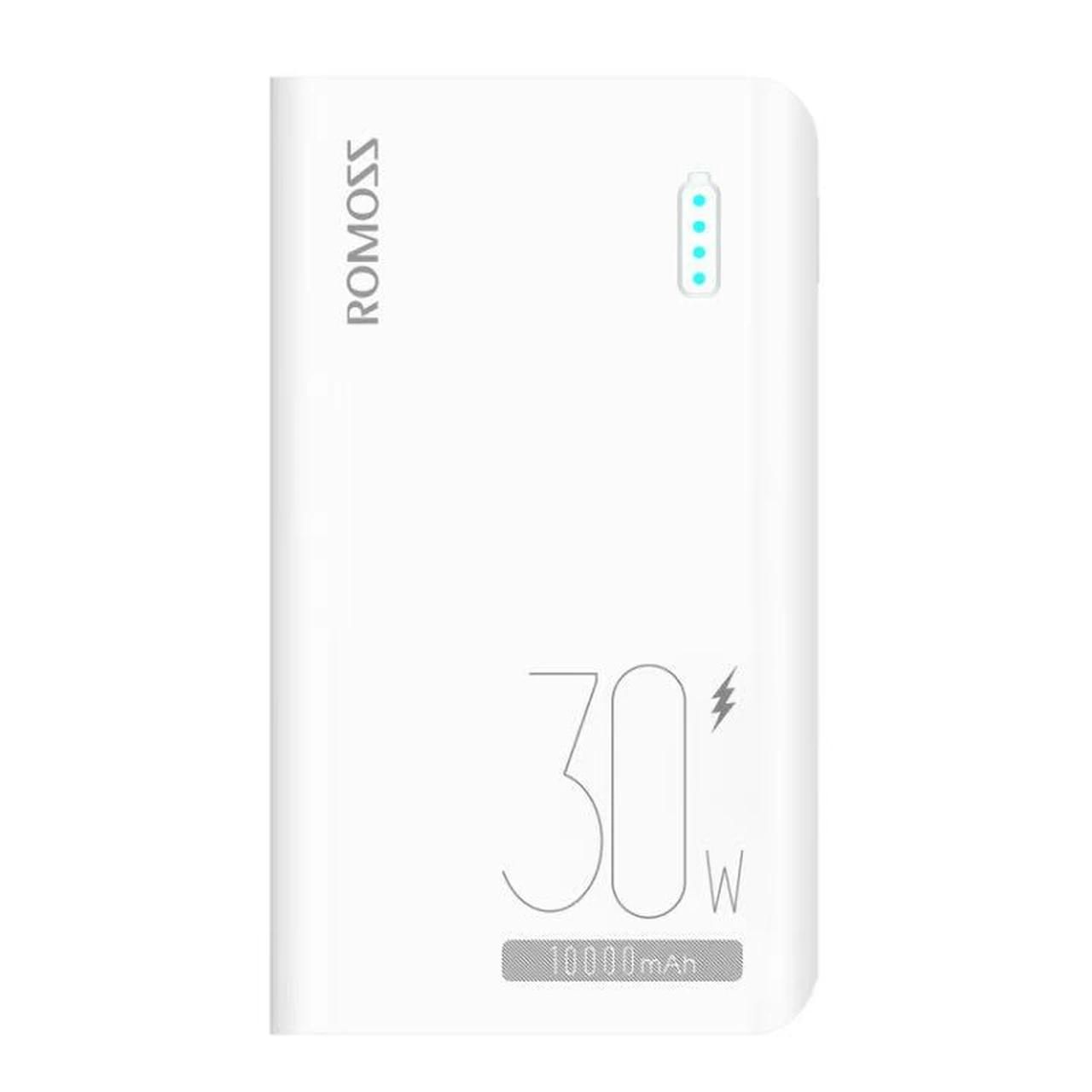 پاوربانک Romoss 30W 10000mAh مدل SENSE4S PRO - سفید (گارانتی 6 ماهه تعویض نیکان همراه)