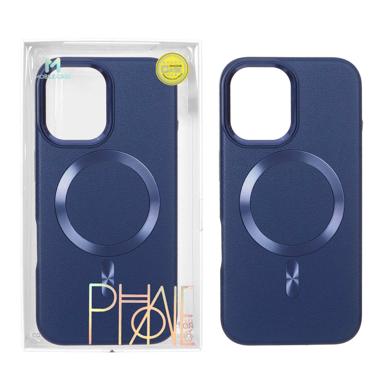 قاب اورجینال Texture طرح چرم MagSafe لنز آلومینیومی Apple iPhone 16 - سرمه ای (پک دار)