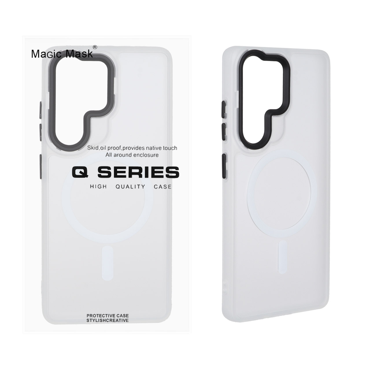 قاب اورجینال Magic Mask مات Magsafe بلک لنز Samsung Galaxy S21 Ultra - سفید (پک دار)