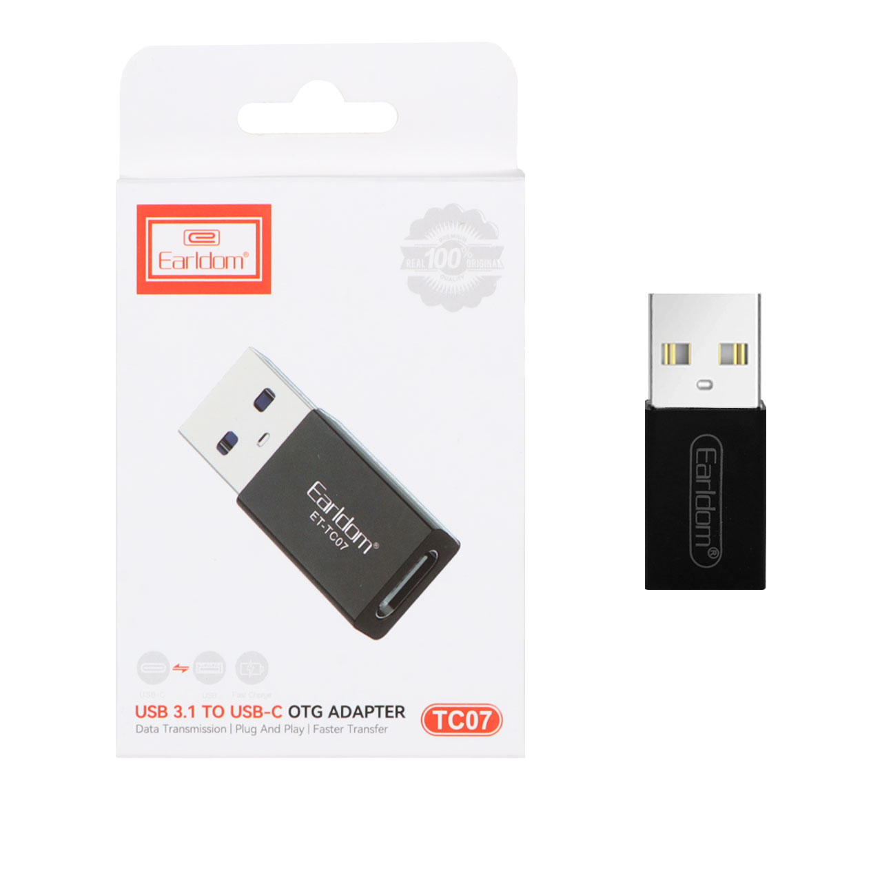 تبدیل  Earldom Type-C TO USB مدل ET-TC07 پک دار-مشکی