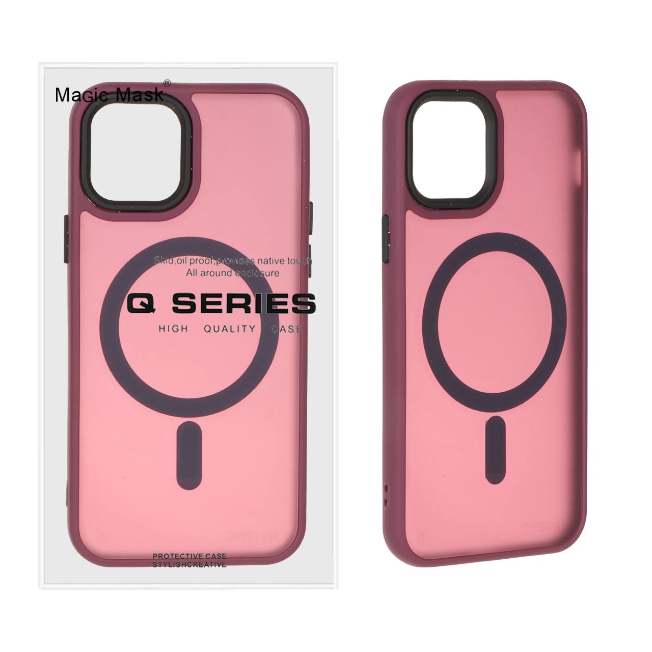 قاب اورجینال Magic Mask مات Magsafe بلک لنز Apple iPhone 11 - زرشکی (پک دار)