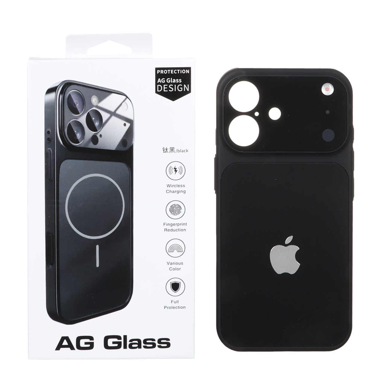 قاب اورجینال AG Glass محافظ لنز برجسته شیشه ای Apple iPhone 16 - مشکی (پک دار)