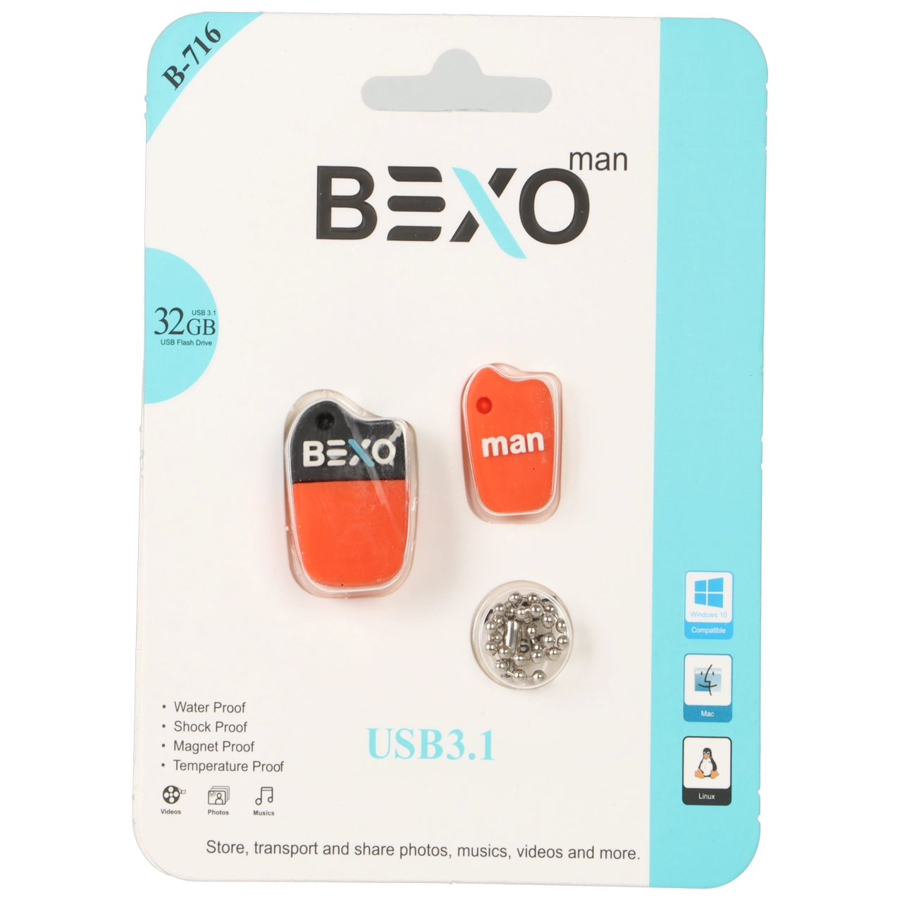 BEXO B-716 USB3.1 Flash Memory-32GB (گارانتی داده پردازی آواتک) نارنجی