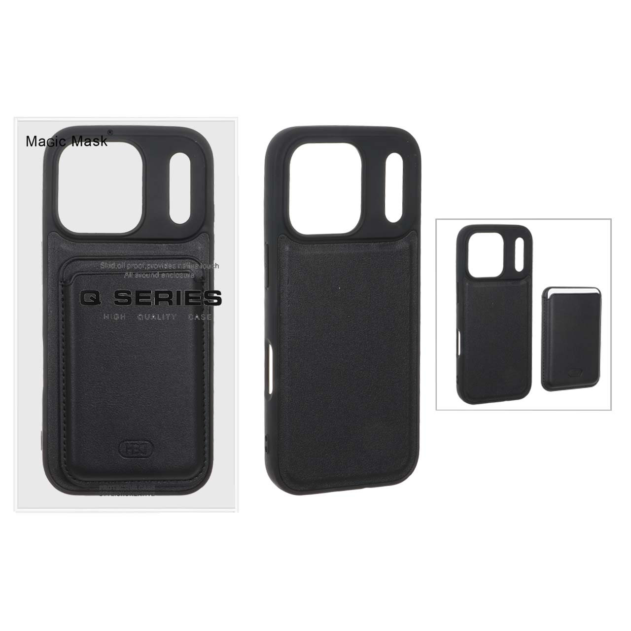 قاب اورجینال HDD چرمی Magsafe با ست جاکارتی مگنتی Apple iPhone 17 Pro - مشکی (پک دار) - MPS