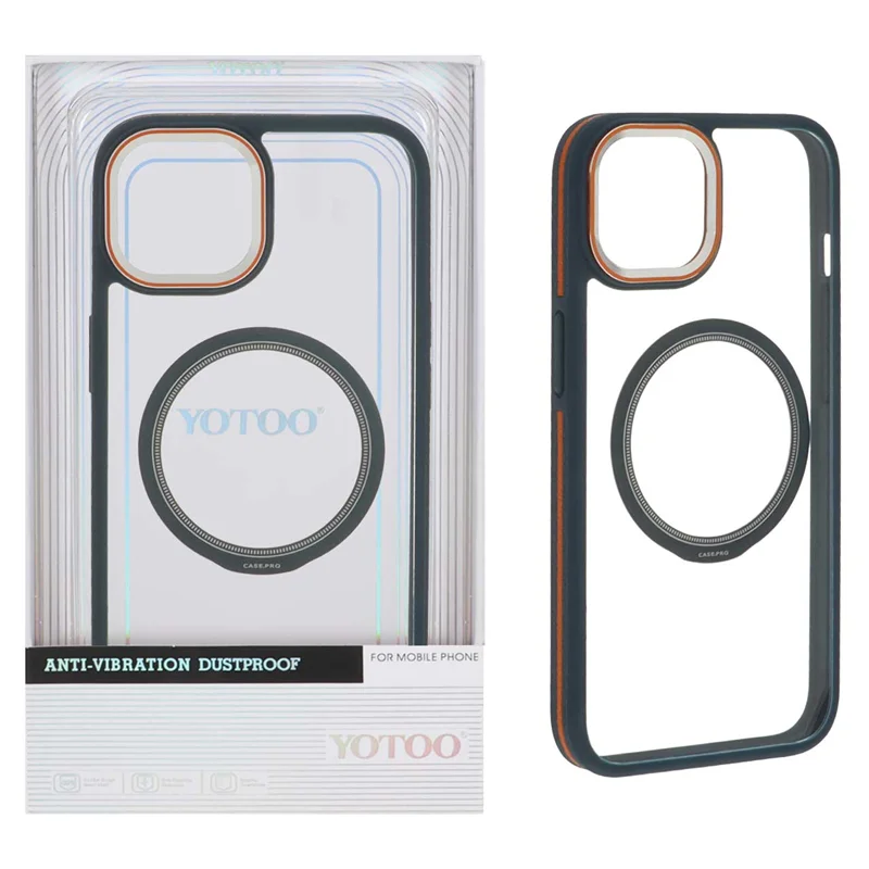 قاب اورجینال Yotoo شفاف MagSafe لنز فلزی Apple iPhone 13 / iPhone 14 - سرمه ای (پک دار) - NTC