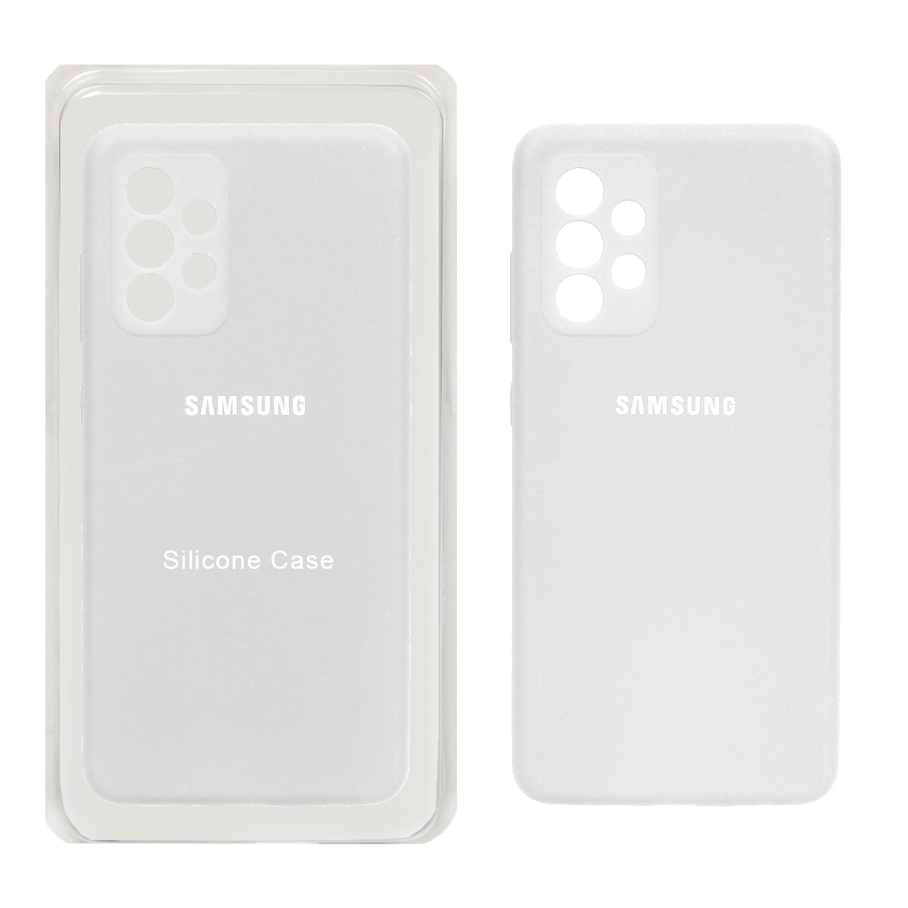 قاب سیلیکونی پاک کنی محافظ لنزدار اورجینال Samsung Galaxy A52 / A52s - سفید (پک اصلی)