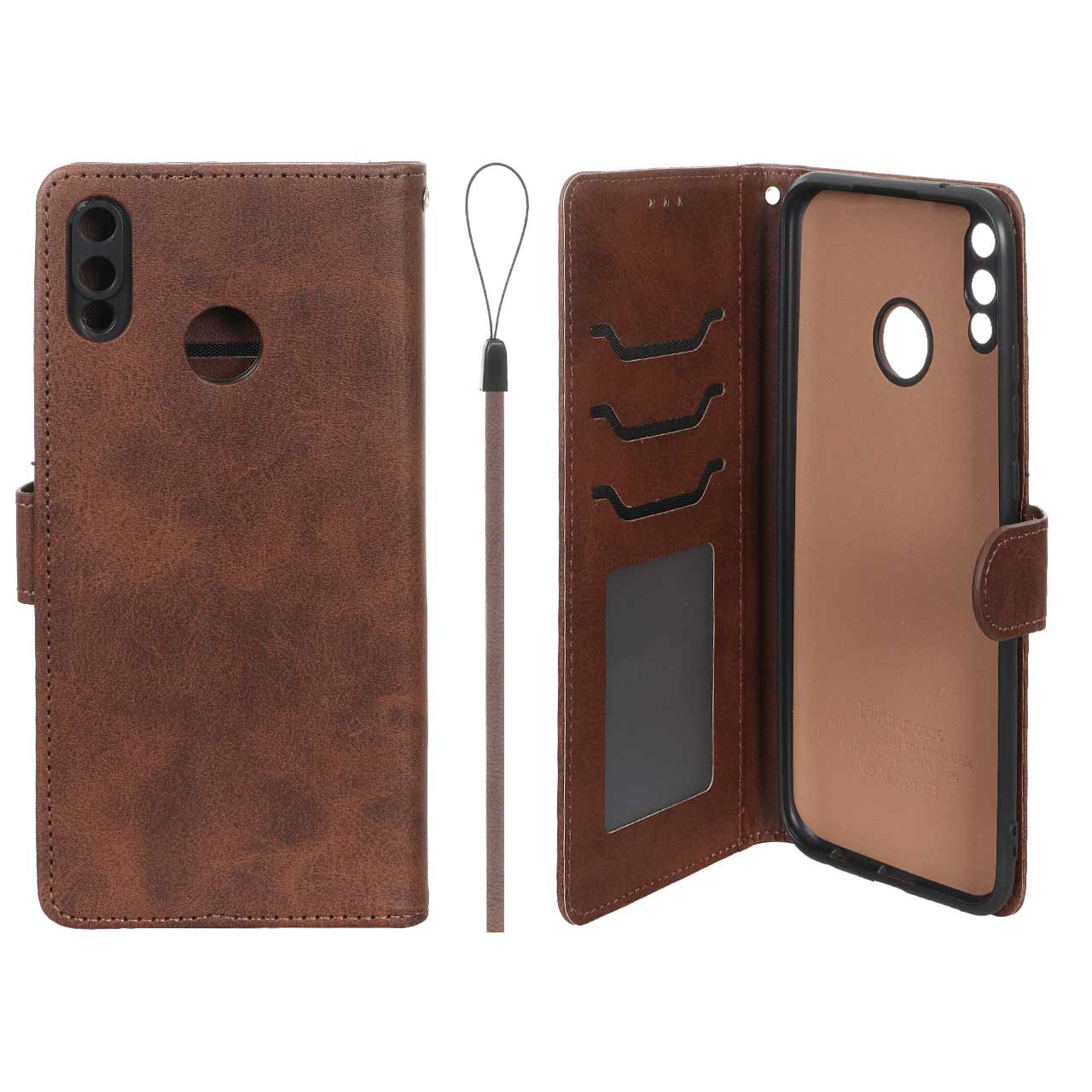 کیف موبایل مگنتی درجه یک داخل خز MNC Plus مدل Huawei Y9 2019 - قهوه ای