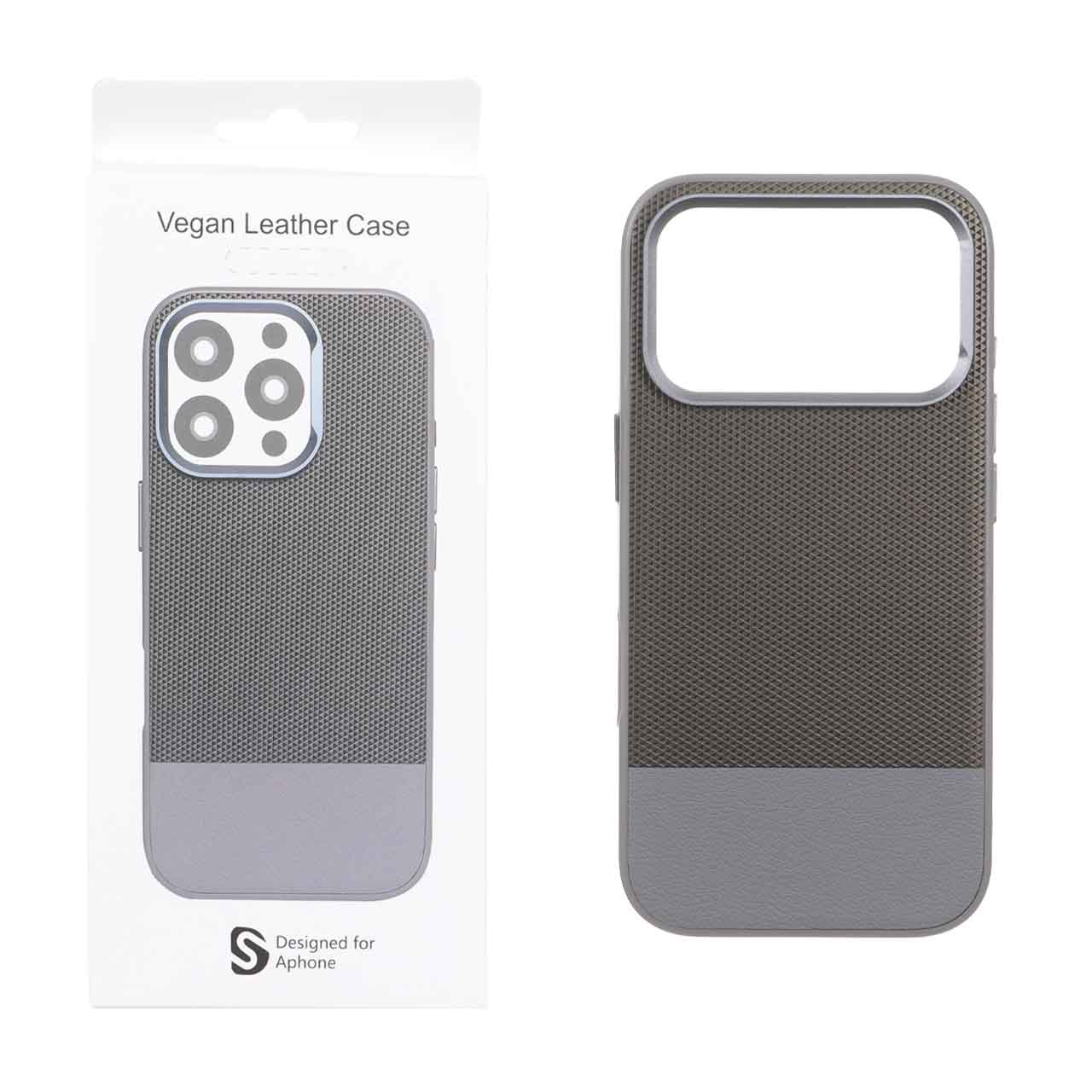 قاب اورجینال Vegan Leather Case چرمی دو تکه Apple iPhone 17 Pro - خاکستری (پک دار) - MPS