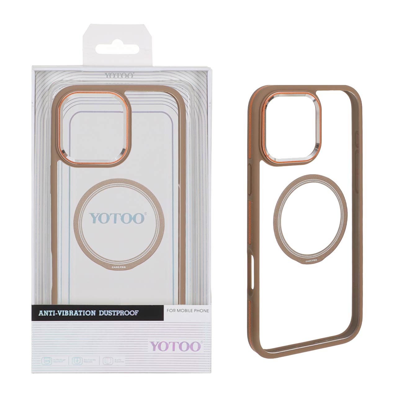 قاب اورجینال Yotoo شفاف MagSafe لنز فلزی Apple iPhone 16 Pro Max - صحرایی (پک دار) - NTC