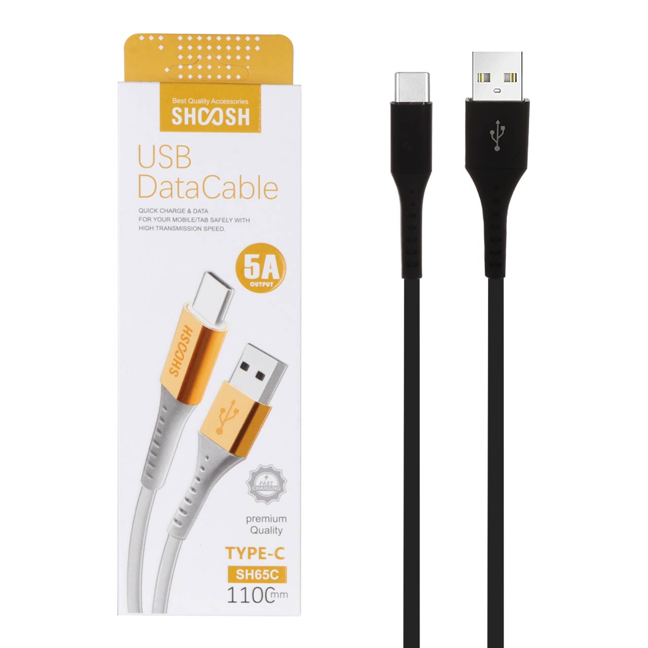 کابل شارژ 1.1 متری فست Shoosh Type-C مدل SH65C - مشکی - SMO