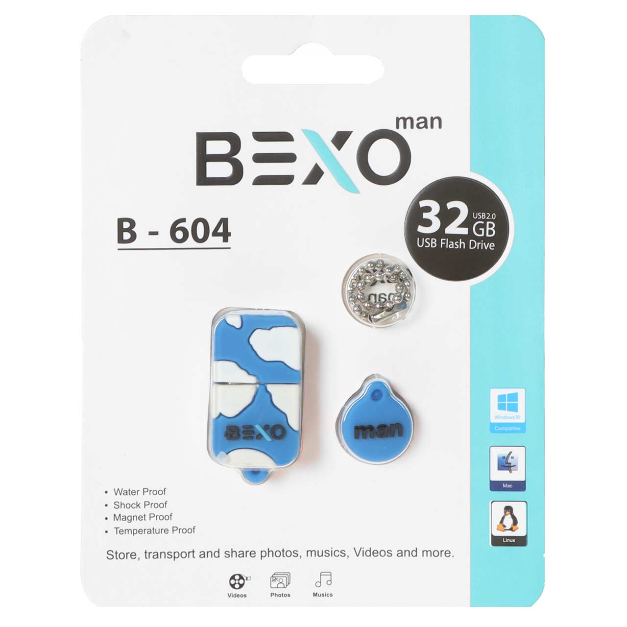 BEXO B-604 USB2.0 Flash Memory-32GB (گارانتی داده پردازی آواتک) آبی کاربنی
