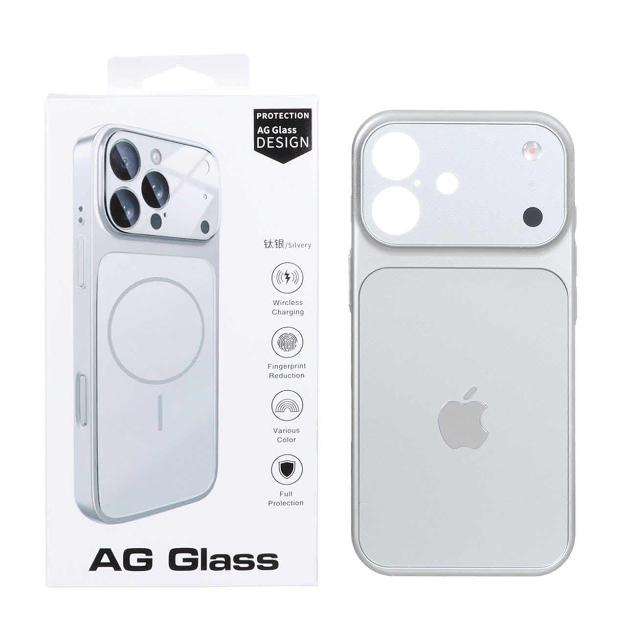 قاب اورجینال AG Glass محافظ لنز برجسته شیشه ای Apple iPhone 17 - نقره ای (پک دار)