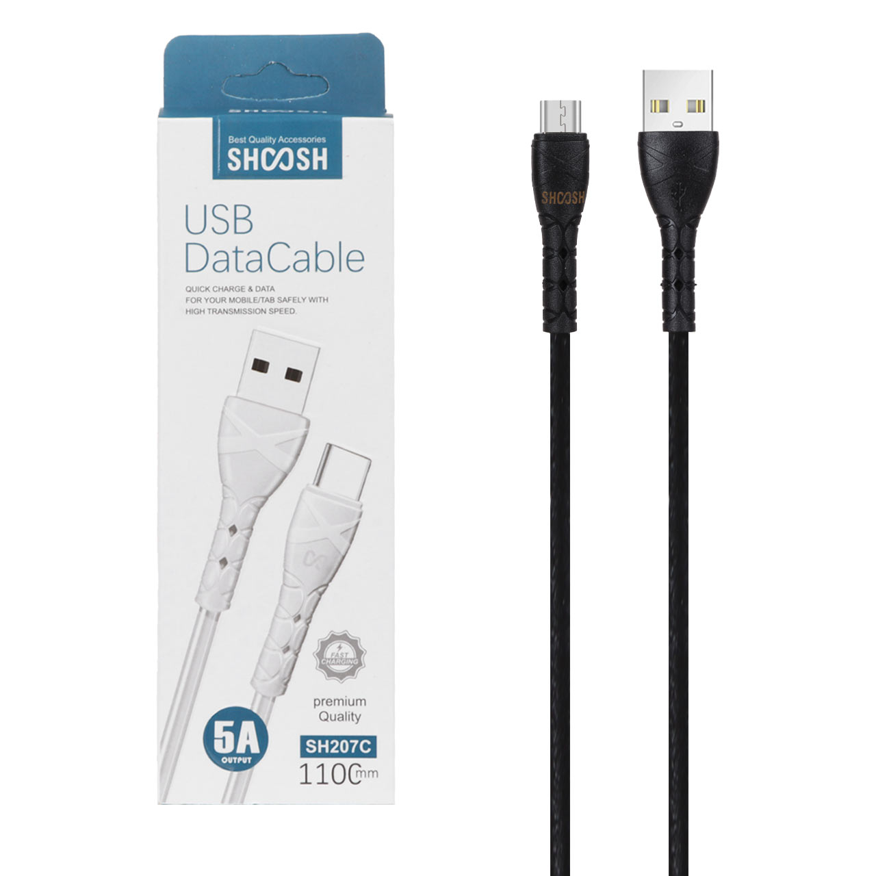 کابل شارژ 1.1 متری فست Shoosh Type-C مدل SH207C - مشکی - SMO