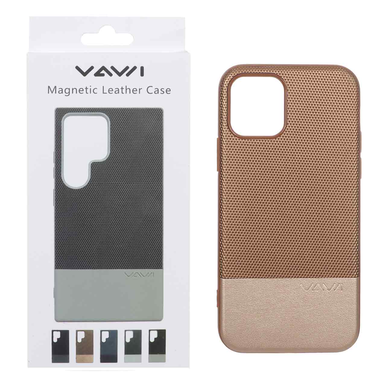 قاب Vawi چرمی دو تکه MagSafe مدل Apple iPhone 11 Pro - طلایی (پک دار)