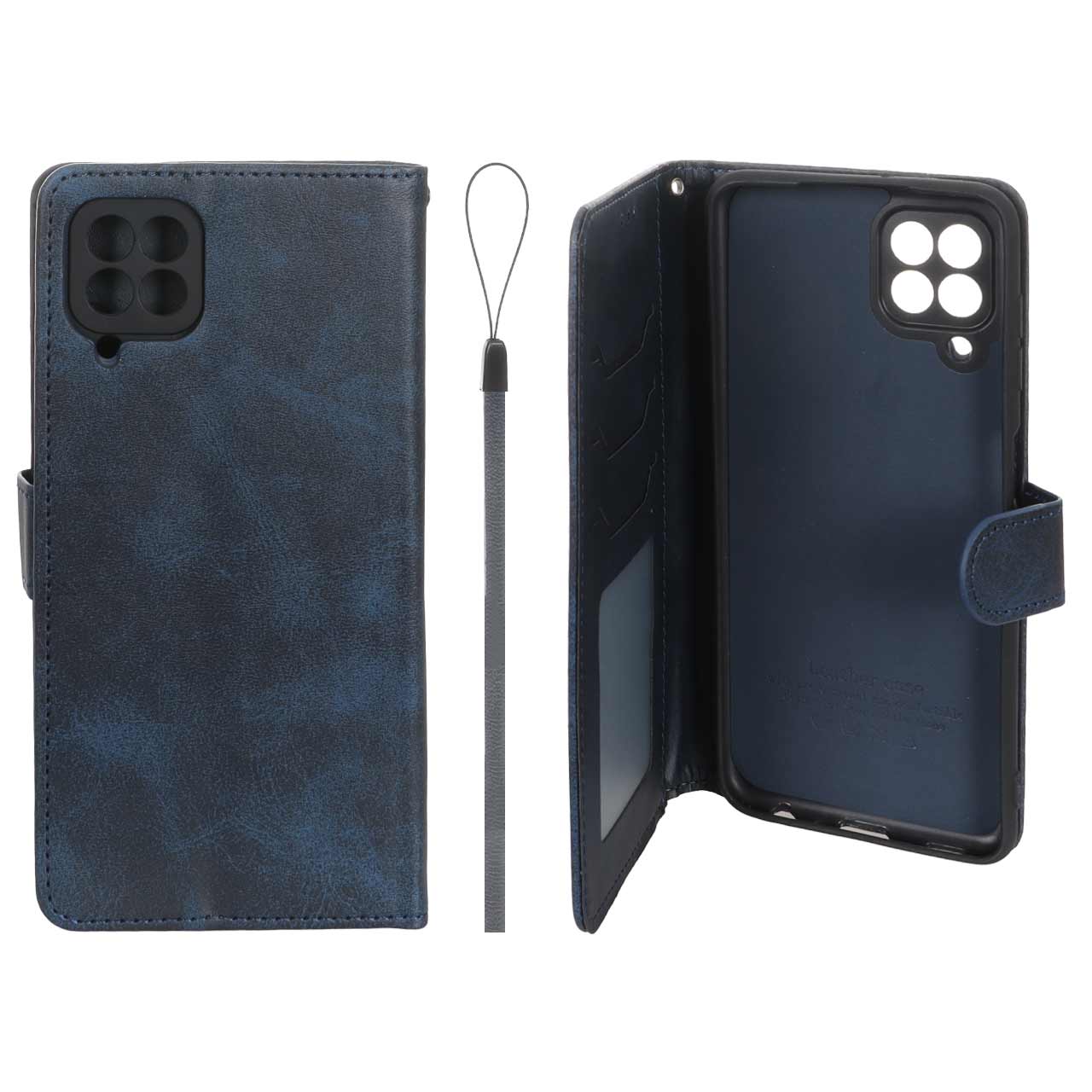 کیف موبایل مگنتی درجه یک داخل خز MNC Plus مدل Samsung Galaxy A22 4G / M32 4G / F22 - سرمه ای