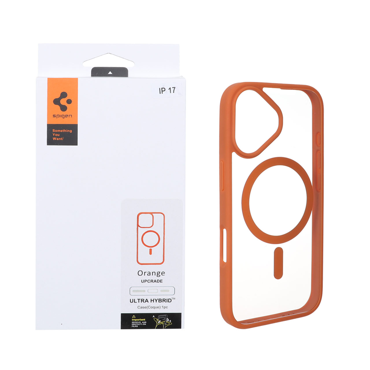 قاب اورجینال Magsafe Spigen با توری اسپیکر فلزی Apple iPhone 17 - نارنجی (پک دار)