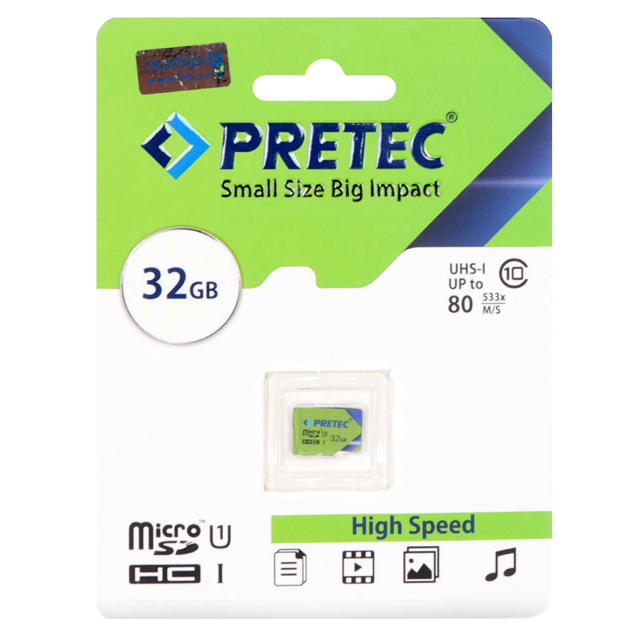 Pretec MicroSDHC U1 533X 80Mb/s - 32GB - (گارانتی فراگامان)
