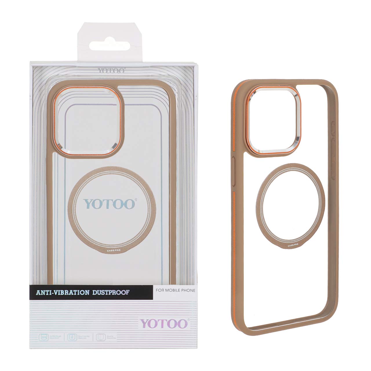 قاب اورجینال Yotoo شفاف MagSafe لنز فلزی Apple iPhone 15 Pro Max - صحرایی (پک دار) - NTC