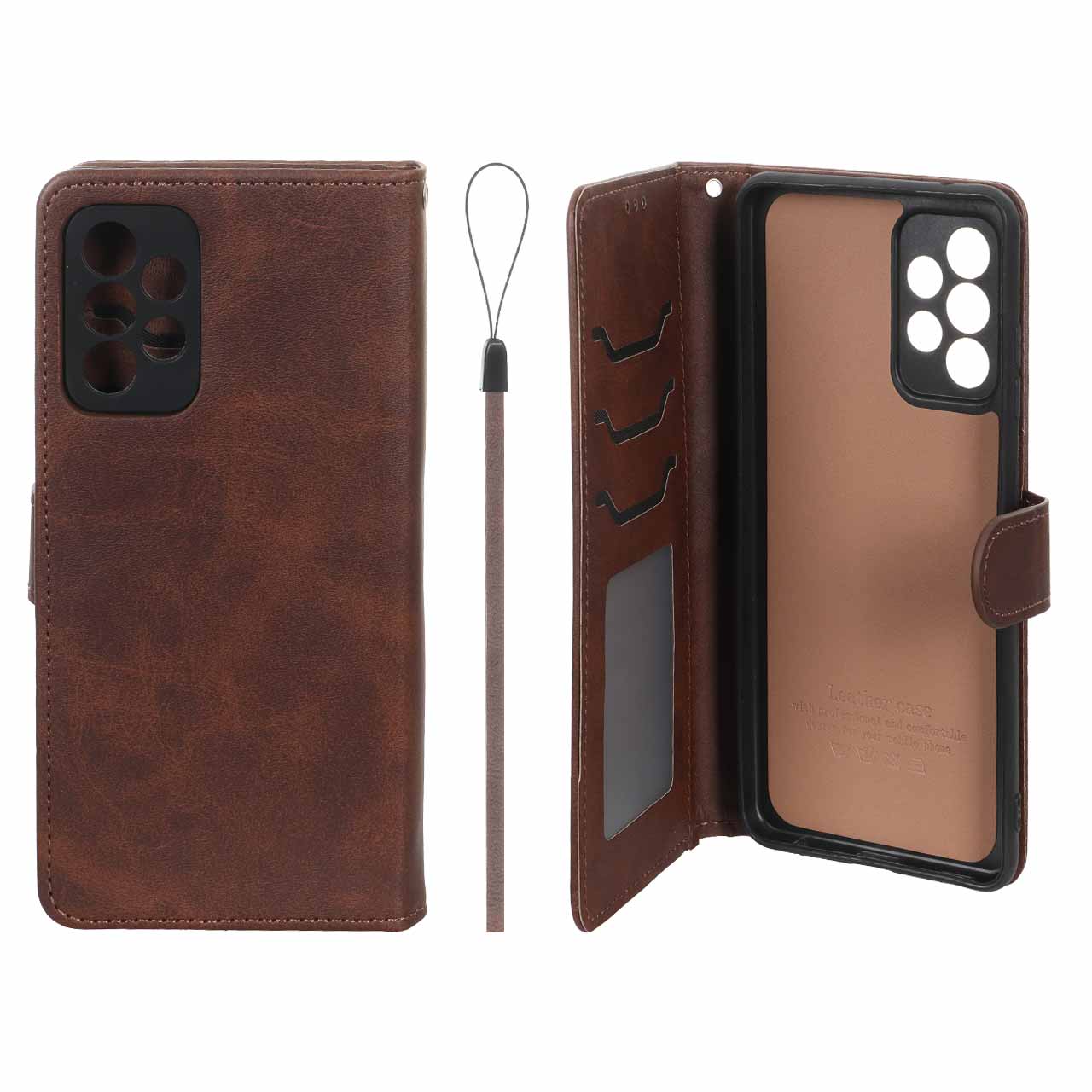 کیف موبایل مگنتی درجه یک داخل خز MNC Plus مدل Samsung Galaxy A52 / A52s - قهوه ای